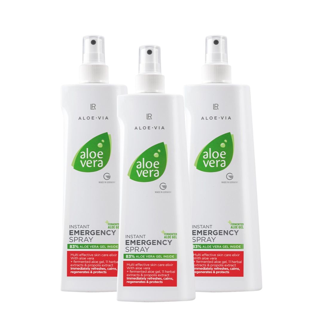 Aloe Vera Бързо действащ Спрей за спешна помощ с ферментирал гел Алое вера, Троен комплект 3 х 400 мл