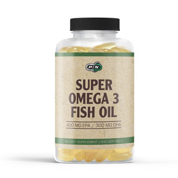Super Omega 3 Рибено масло 1200 mg за Мозъка и Сърцето, 400 EPA / 300 DHA, 200 дражета, Pure Nutrition